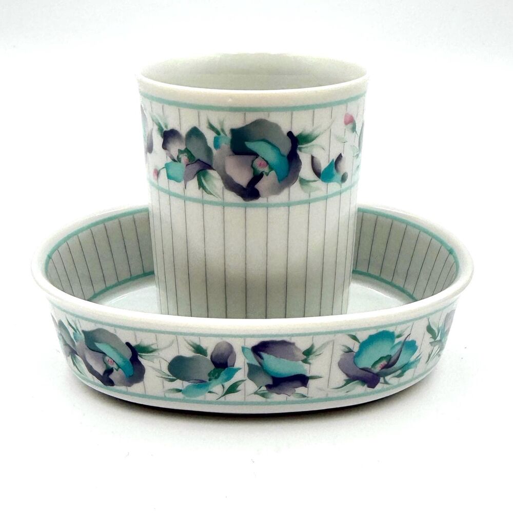Vintage Sabrina by Andre Richard Co Soap Dish and Cup Set, 80s Decor